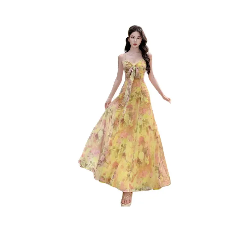 Dior Beauty Slip Dresses Women's Yellow-2