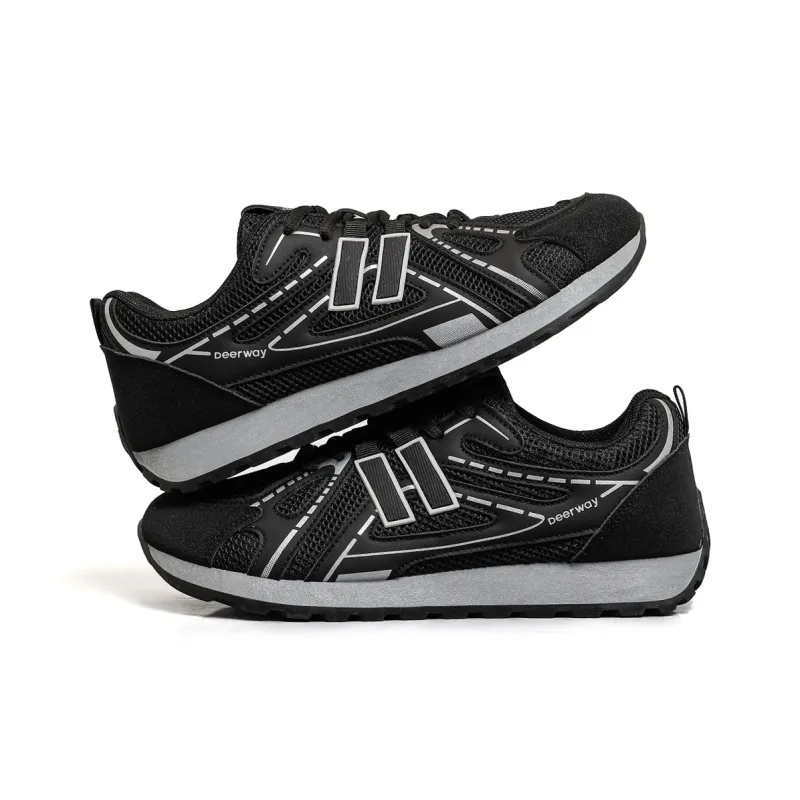 DEERWAY Height Increasing Abrasion Resistant Slip Resistant Low Top Casual Shoes Men's Black-2