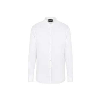 EMPORIO ARMANI Stretch Satin Shirt With Guru Collar