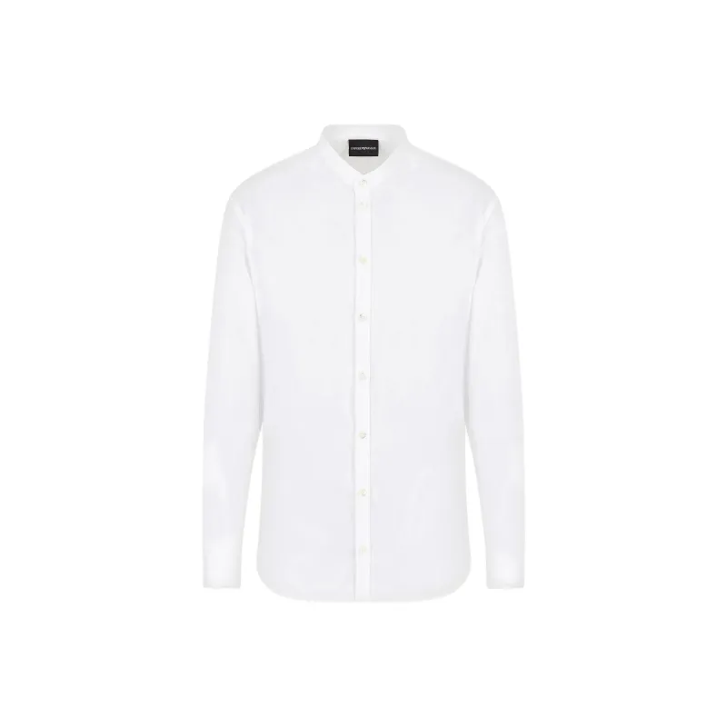 EMPORIO ARMANI Stretch Satin Shirt With Guru Collar-0