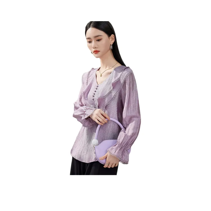 Hang Yi Court Shirts Women's Light Purple-0