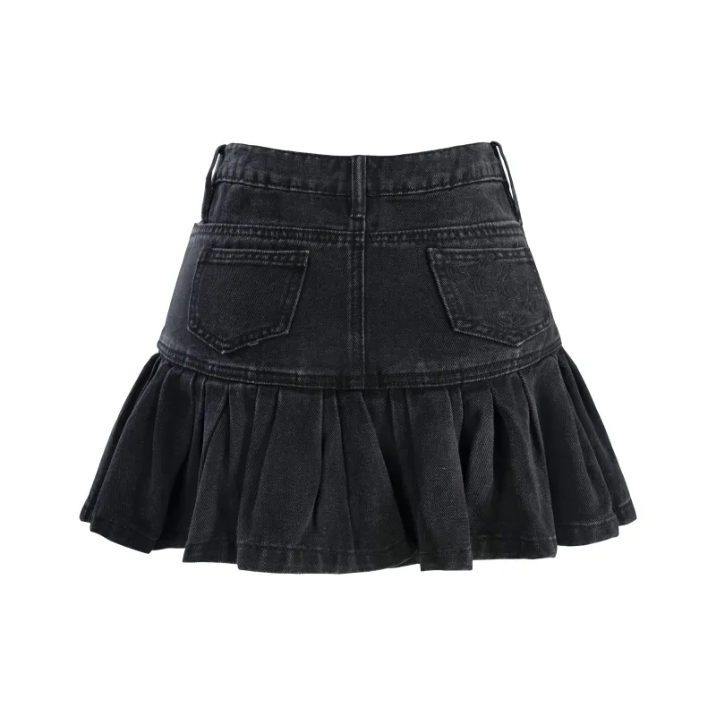 UNIFREE Denim Short Skirts Women's Black-1