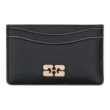 GANNI Leather Card Holder Women's Black