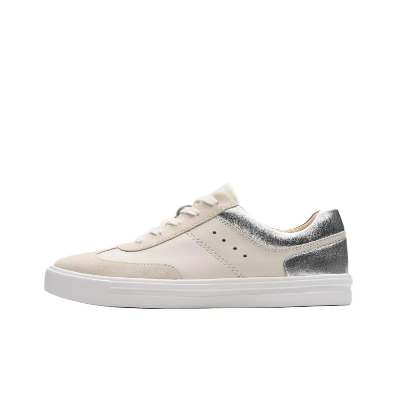 Clarks Makea Court Low Top Skateboard Shoes Women's Silver-0