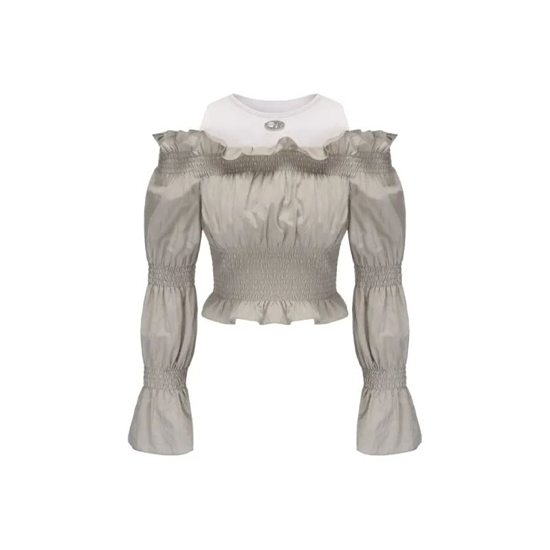 GIMING Shirts Women's White+Gray-0