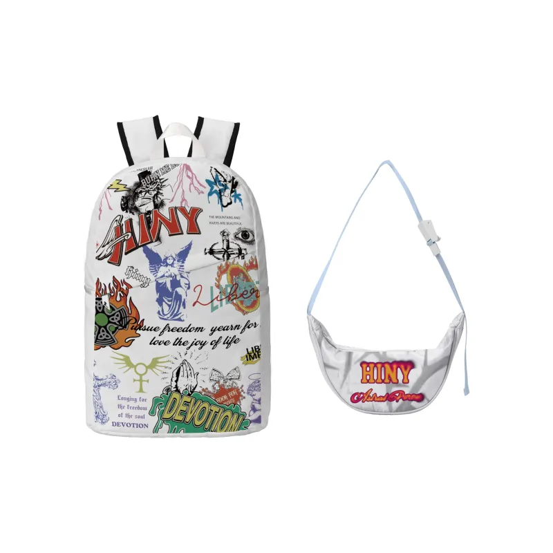 HINY Polyester Student Backpack Regular Unisex White-31