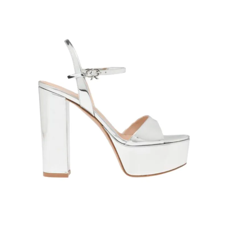 GIANVITO ROSSI Marlena One Strap Sandals 8.5cm Women's Silver-1