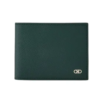 FERRAGAMO GANCINI Cow Leather Wallet Men's Moss Green