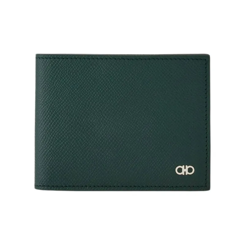 FERRAGAMO GANCINI Cow Leather Wallet Men's Moss Green-0