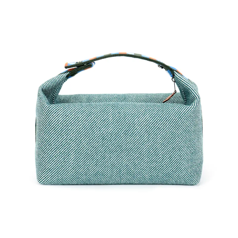 HERMES Bride a Brac Wool Toiletry Bag Large Size Women's Dark Green-2