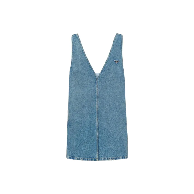 PRADA Dress Denim V Neck-0