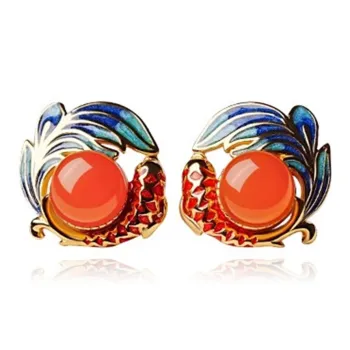 EADDA JEWELRY Natural Agate Stud Earrings Unisex