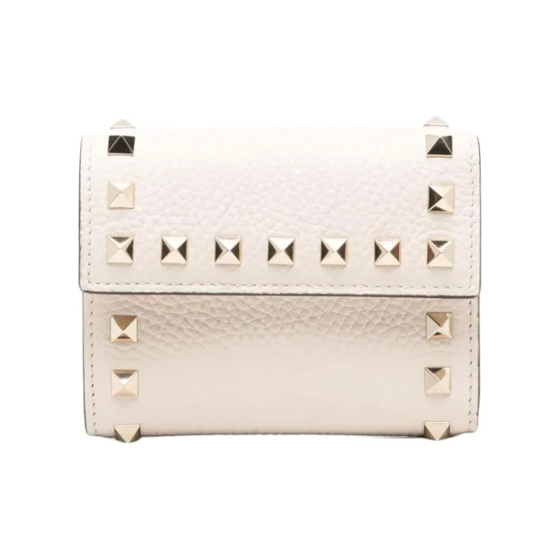 Valentino Calfskin Wallet Women's Beige-0