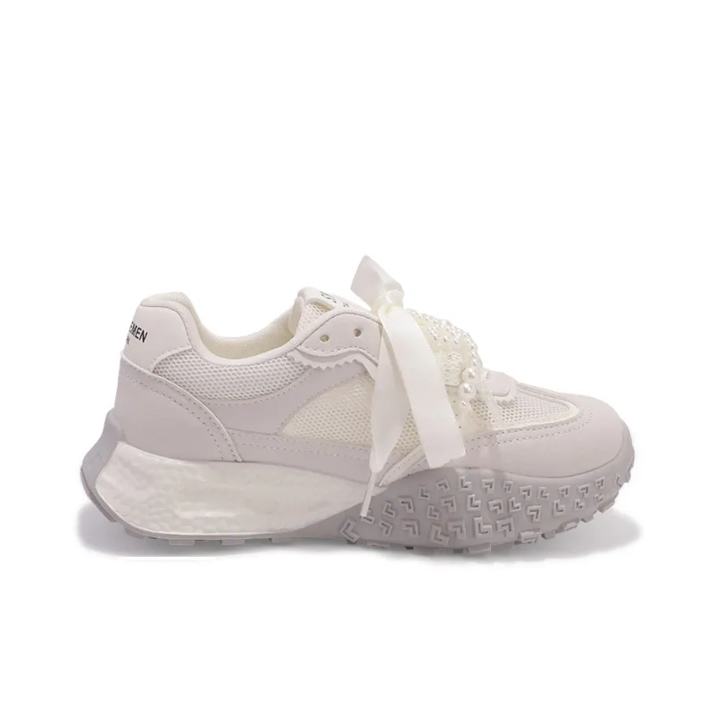 SNXR Breathable, Height Enhancing, Lightweight Low Top Casual Shoes Women's Beige-2