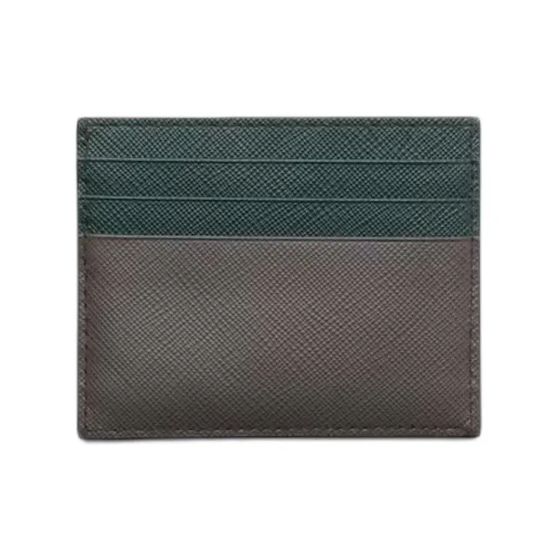 PRADA Saffiano Calfskin Card Holder Card Holder Men's Smoky & Emerald Green-1
