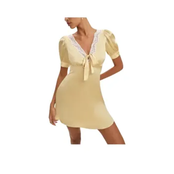 REFORMATION Avin Silk Dress Short Sleeved Dress Women's