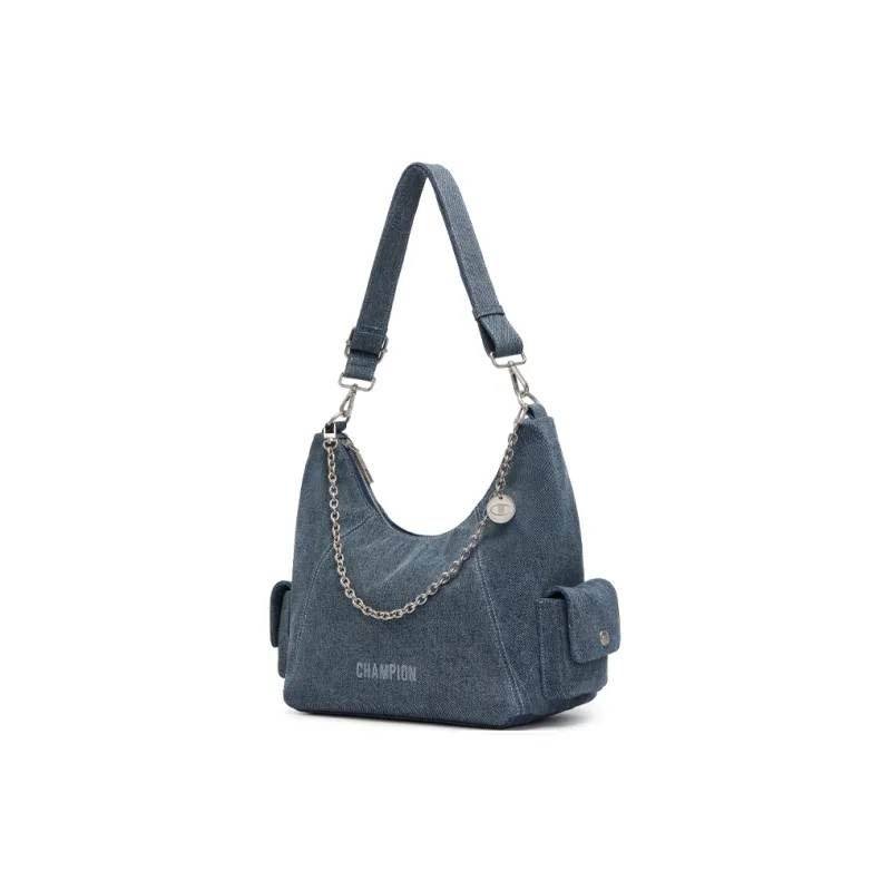 Champion Fabric Shoulder Bag Unisex Medium Blue Denim/Black/Black Gray/Silver White-1