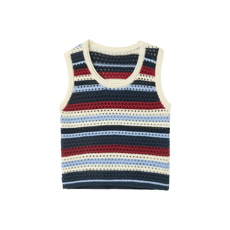 3COLOUR Knitwear Women's Navy Blue Stripes-0