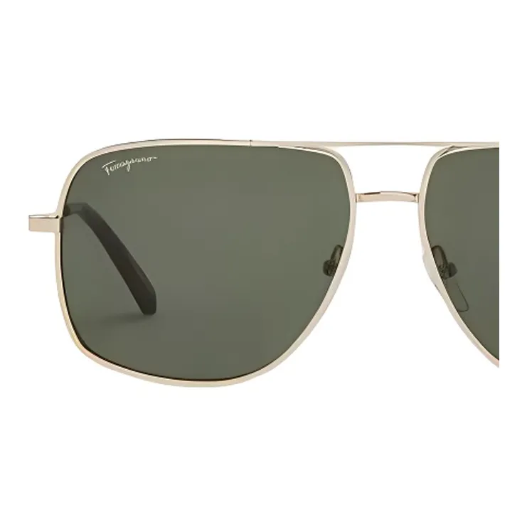 FERRAGAMO Acetate Metal Aviator Sunglasses Men's Brown-1