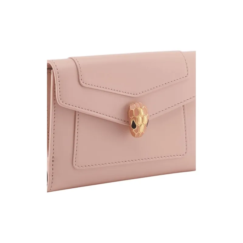 BVLGARI Serpenti Forever Calfskin Wallet Tubas Women's Pink-3