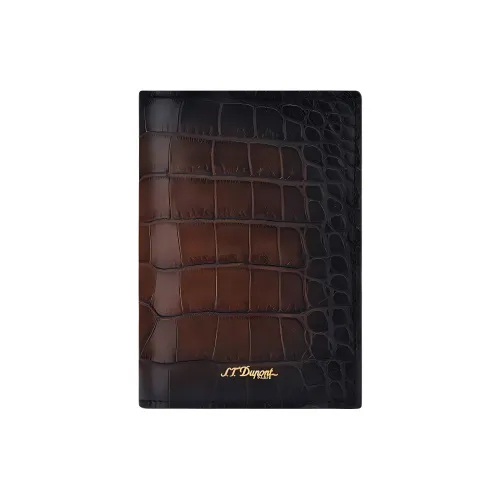 S. T.DUPONT Full-Grain Calfskin Passport Holder Unisex Brown
