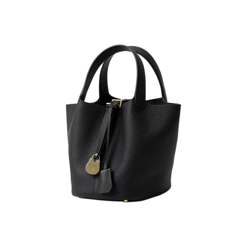 FION Cow Leather Handbag Women's Elephant Gray-10