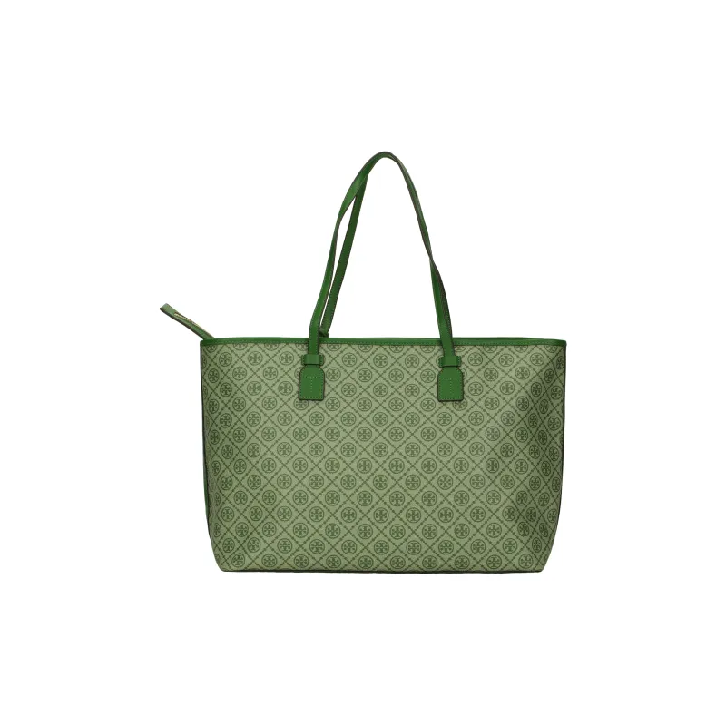 TORY BURCH T Monogram Coated Canvas Shoulder Bag, Tote Bag, Shopping Bag, Handbag Regular Women's Green-2