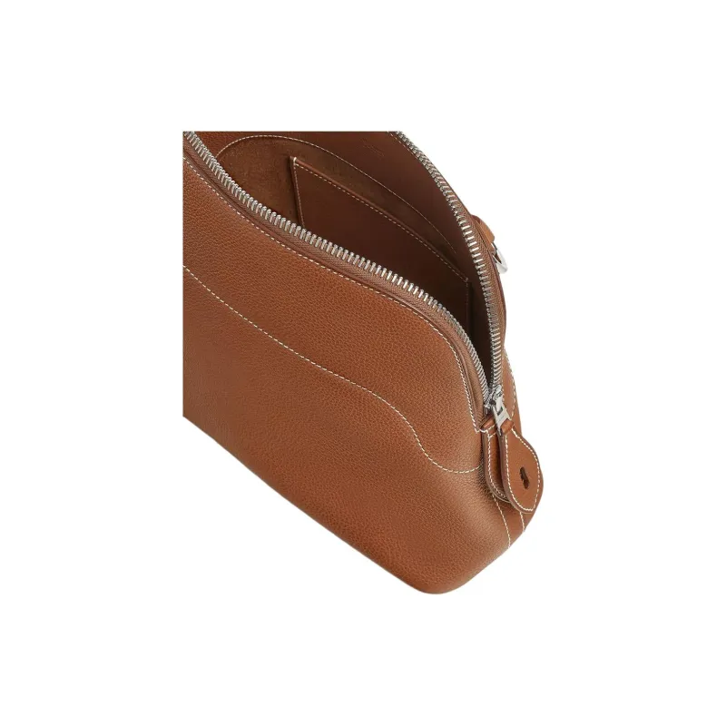 HERMES Bolide Calfskin Crossbody Bag Unisex Light Yellow Umber-3