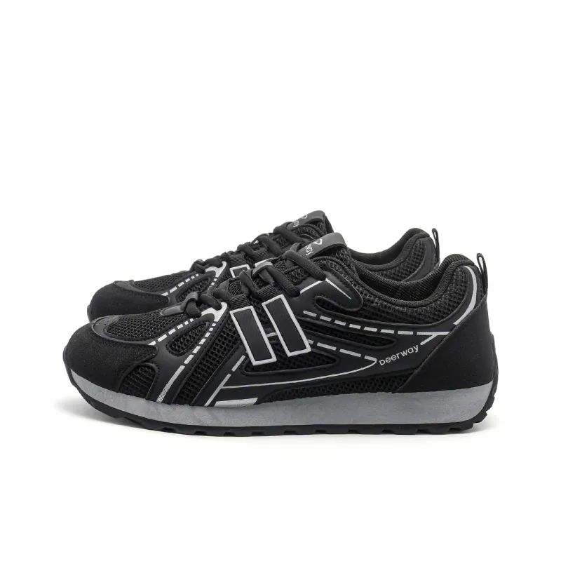 DEERWAY Height Increasing Abrasion Resistant Slip Resistant Low Top Casual Shoes Men's Black-3