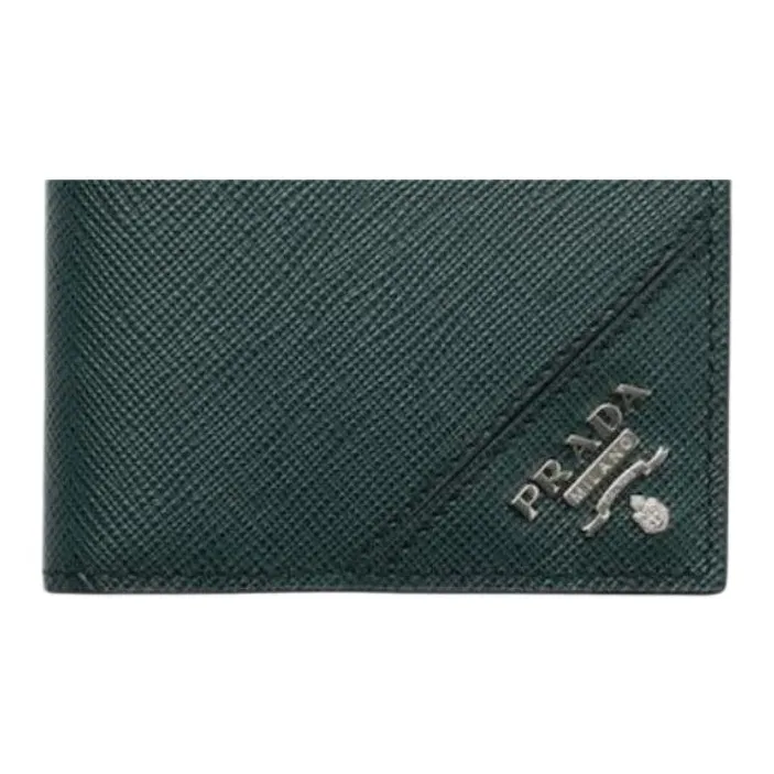PRADA Saffiano Calfskin Wallet Men's Emerald Green-4