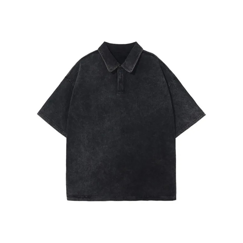 LUYUSHANYU Polo Shirts Women's Washed Black-0