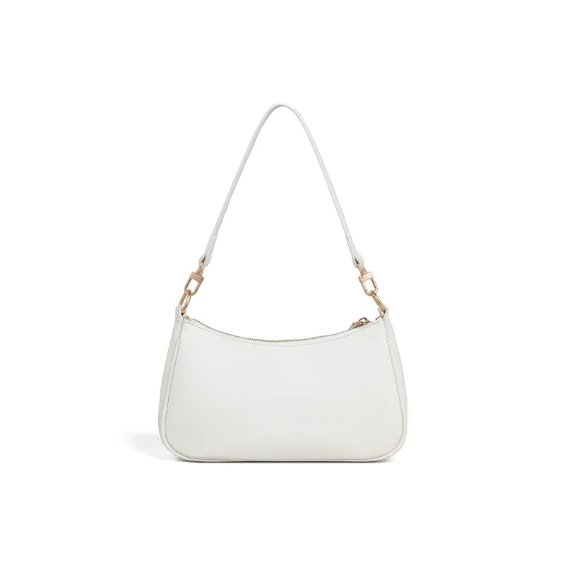 PT'SON Synthetic Leather Baguette Bag Shoulder Bag Regular Women's White-6