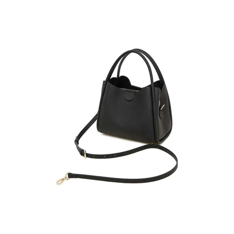 Carnival Keep Cow Leather Handbag Women's Black/Gray/Gold Brown-1