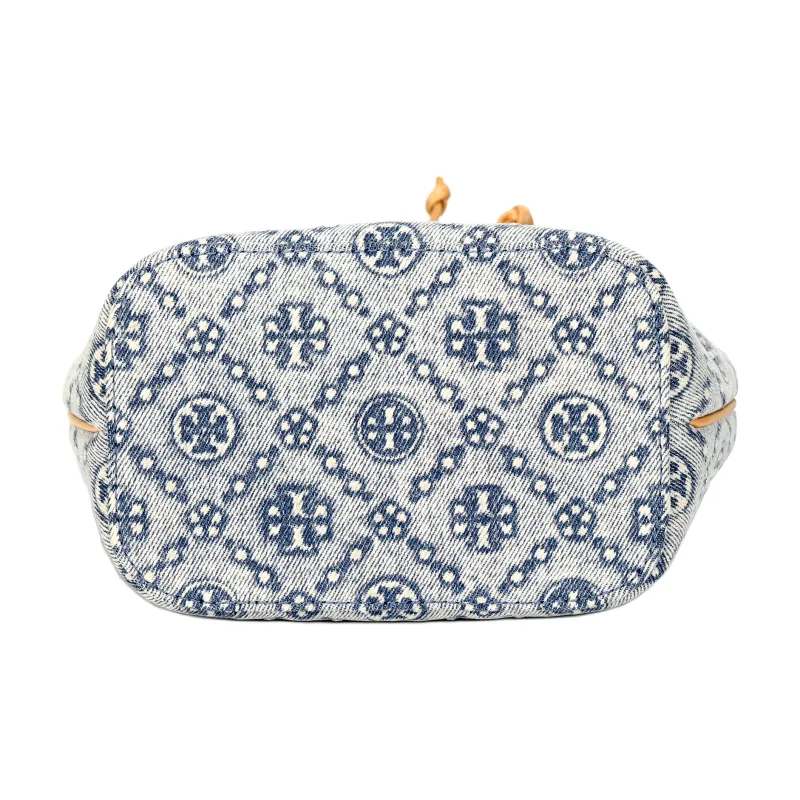 TORY BURCH T Monogram Denim Bucket Bag Powder Blue-3