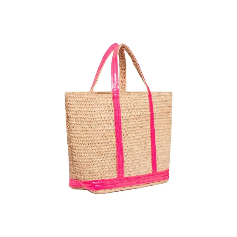 Vanessa Bruno Raffia Handbag Medium Size Women's Neon Pink-1