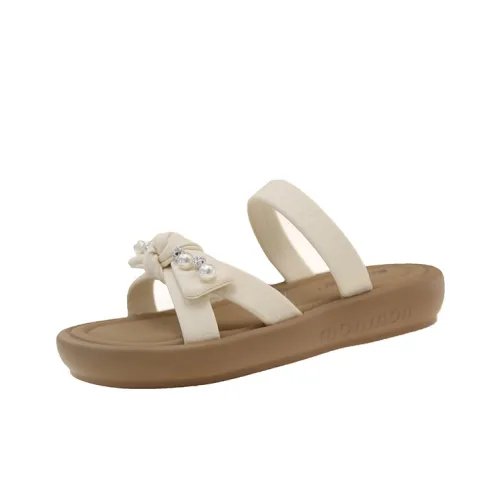 AJPAP Rubber Sole Stud Woven Slide Slippers Women's