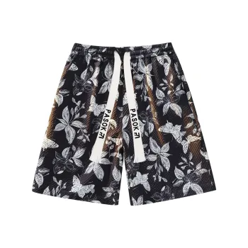 PASOK Casual Shorts Unisex PA013 Butterfly Flower Black