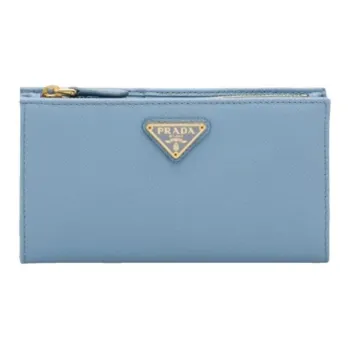 PRADA Saffiano Leather Wallet Women's Blue