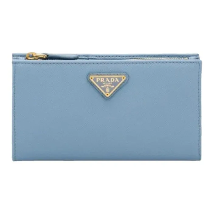 PRADA Saffiano Leather Wallet Women's Blue-0