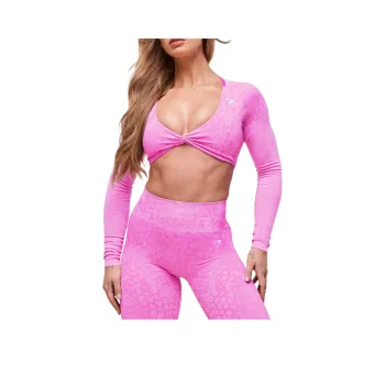GYMSHARK x Whitney Animal Crop Top Women's Pink