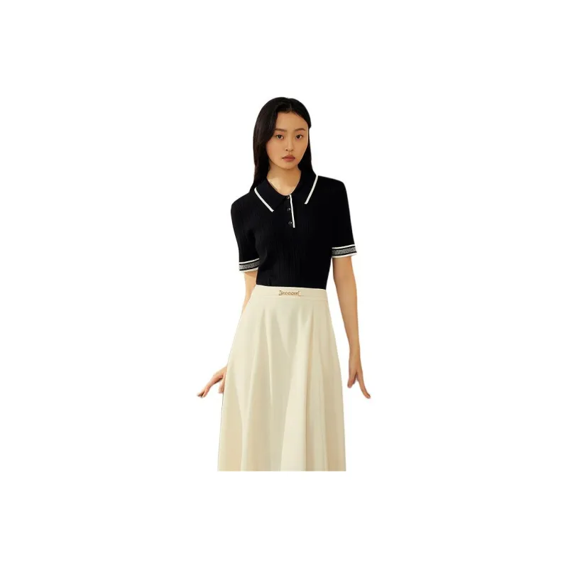 Yiner Polo Shirts Women's Black, Japan Triacetate Antibacterial Cooling-0