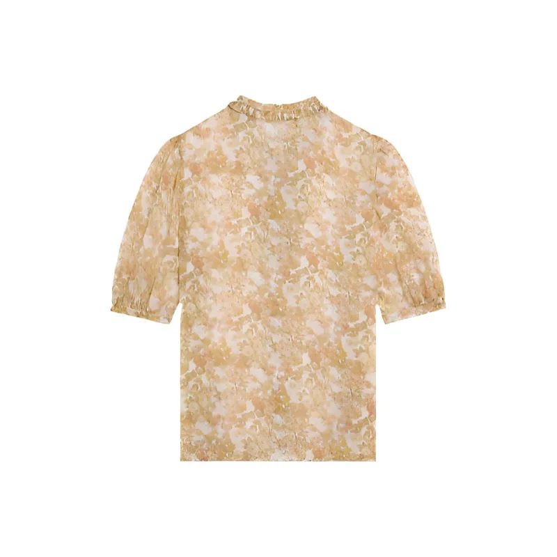 CELINE Thin Lavallière Blouse In Silk Georgette Shirt Women's Yellow-1