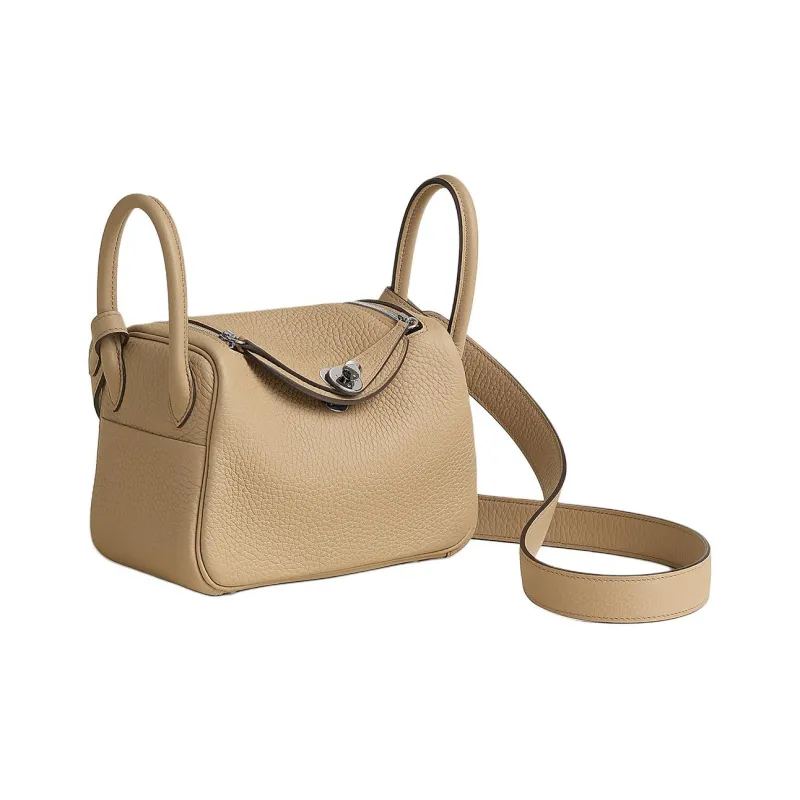 HERMES Lindy Clemence Bullock Leather Shoulder Bag, Crossbody Bag, Handbag Mini Women's S2 Trench Coat Beige-1