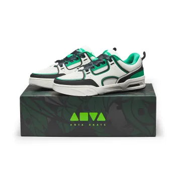 Anta Slip Resistant Shock Absorbers Mid Top Skateboard Shoes Women's White Black Green