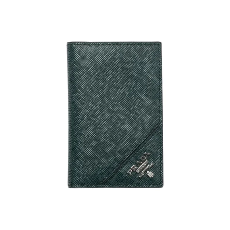 PRADA Saffiano Cow Leather Card Holder Men's Dark Green-0