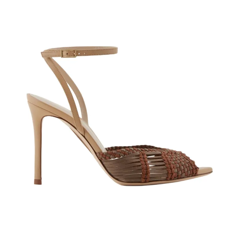 AMANI One Strap Sandals 10cm Women's Brown-1