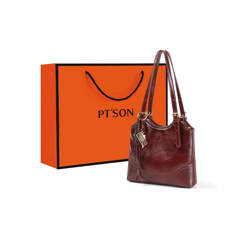 PT'SON Synthetic Leather Underarm Shoulder Bag, Handbag, Tote Bag Regular Women's Brown/Red-8