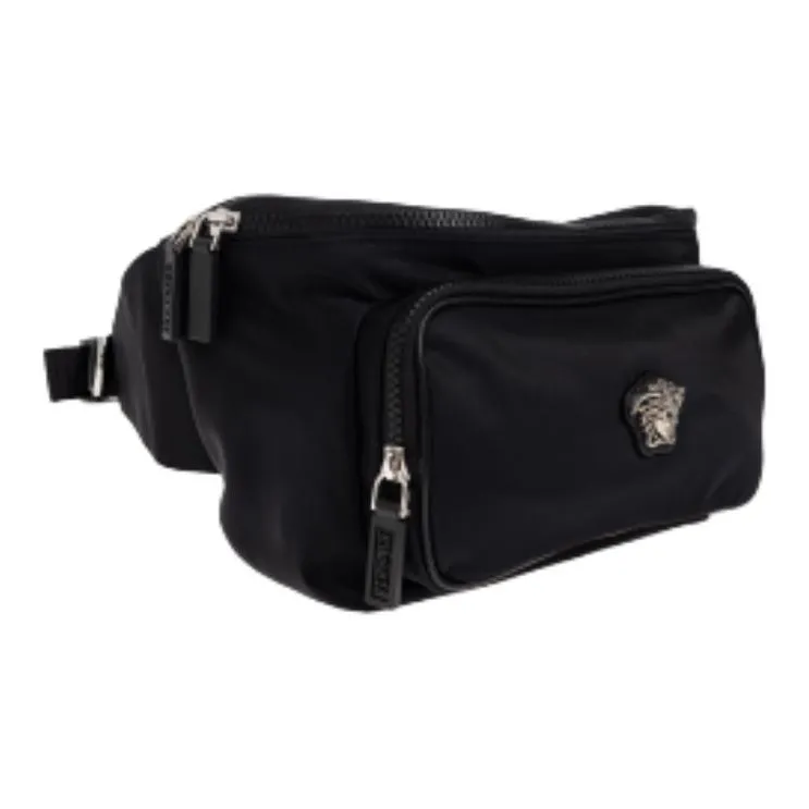 VERSACE Fabric With Leather Fanny Pack Men's Black-1