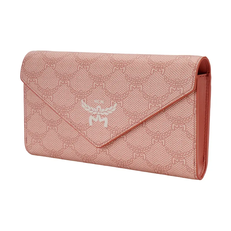 MCM Nappa Leather Shoulder Bag Crossbody Bag Wallet Large Size Women's Pink-1