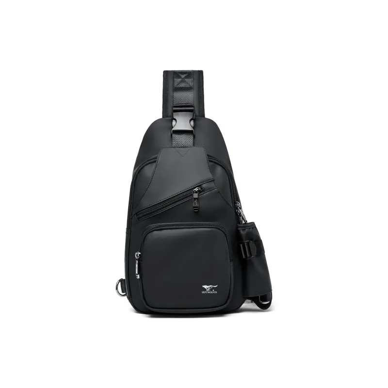 SEPTWOLVES Artificial Leather Commute Water Repellent Shoulder Bag, Crossbody Bag QPL Unisex Black-9